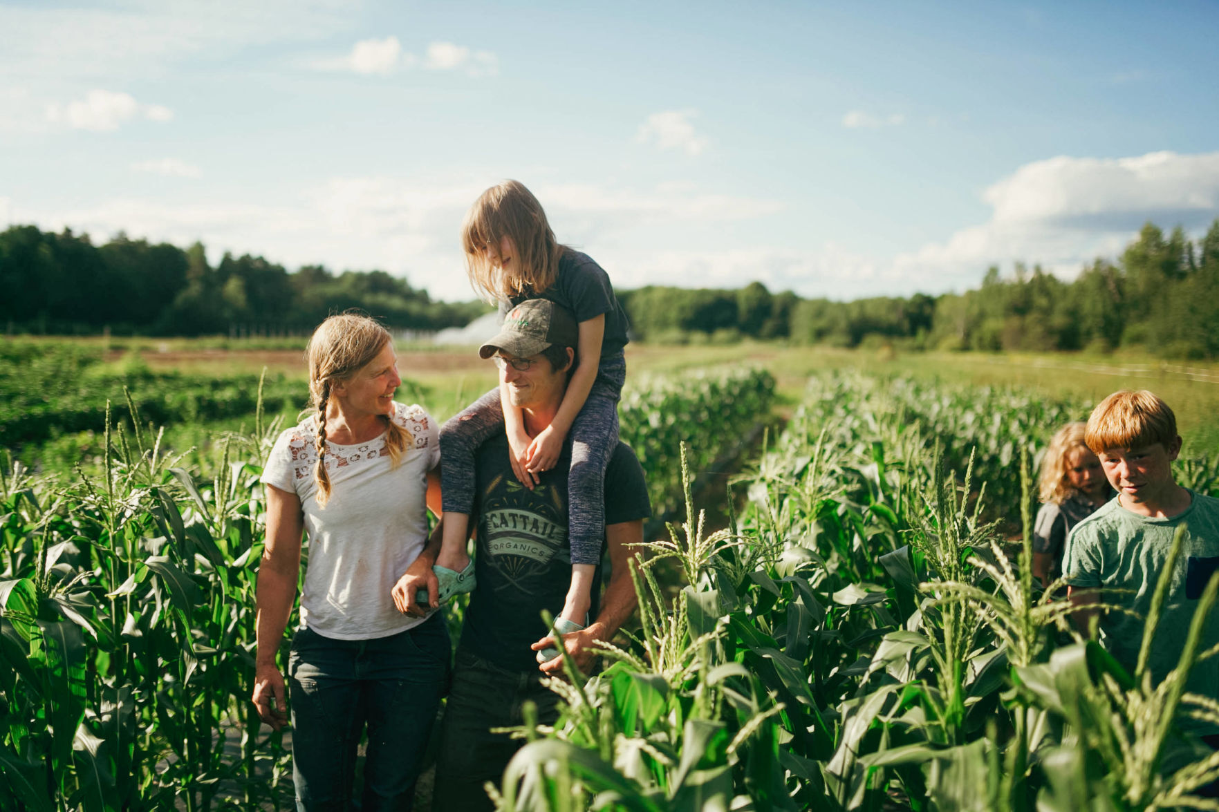 Kat Becker and family on farm